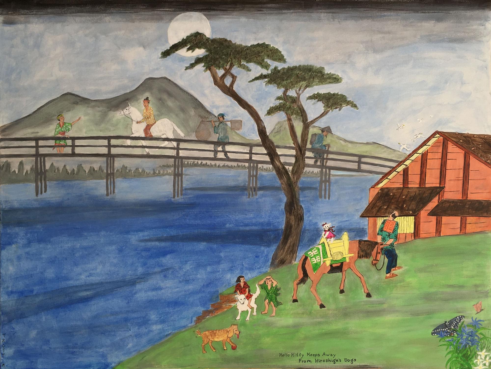 Hello Kitty Keeps Away From Hiroshige’s Dogs