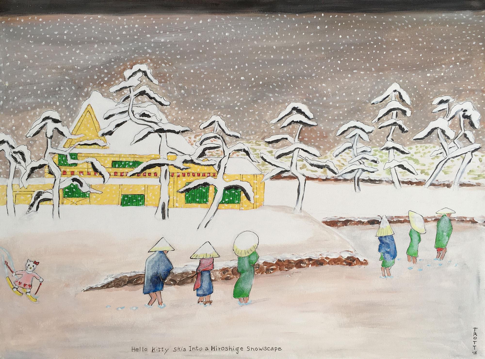 Hello Kitty Skis Into Hiroshige’s Snowscape